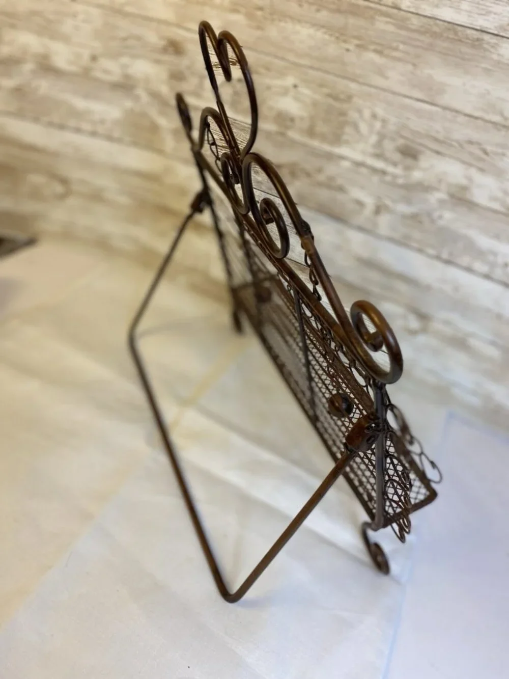 Folding Book Stand Ornate Filigree Metal Desktop Bible Cookbook Page Weight FLAW